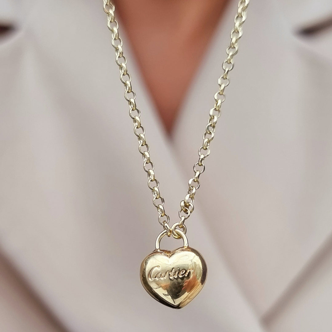 18K Real Gold C.R Heart Necklace
