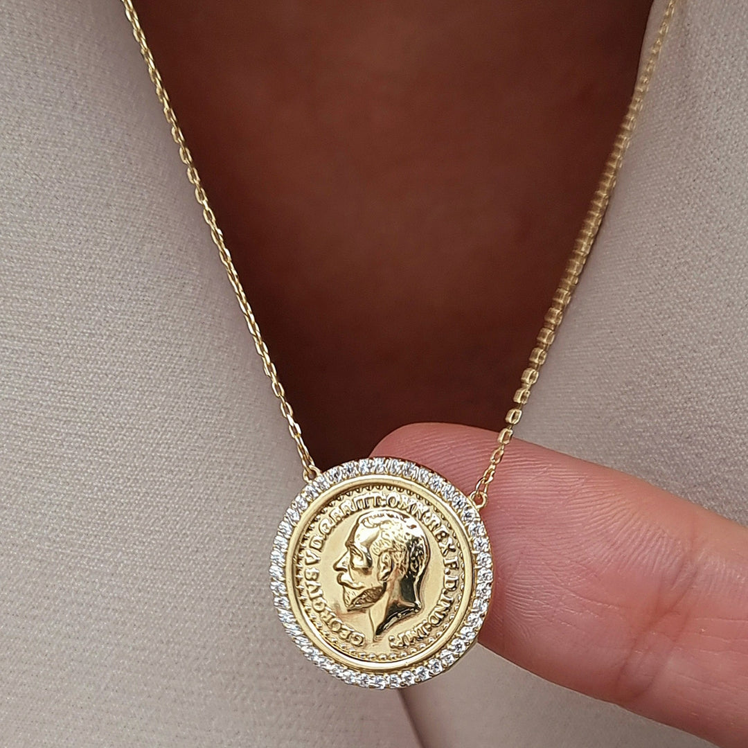 18K Real Gold Round Elegant Necklace