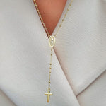 Load image into Gallery viewer, 18K Real Gold Hanging Cross Mama Mary Necklace