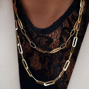 18K Real Gold 2 Layer Linked Necklace
