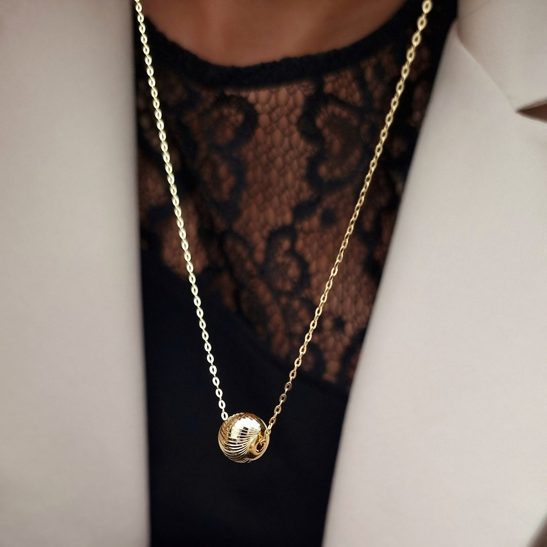 18K Real Gold Ball Necklace