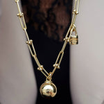 Load image into Gallery viewer, 18K Real Gold Linked Ball &amp; Lock Necklace