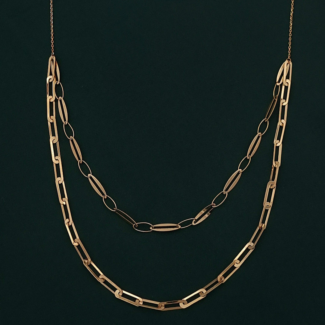 18K Real Gold 2 Layer Linked Necklace