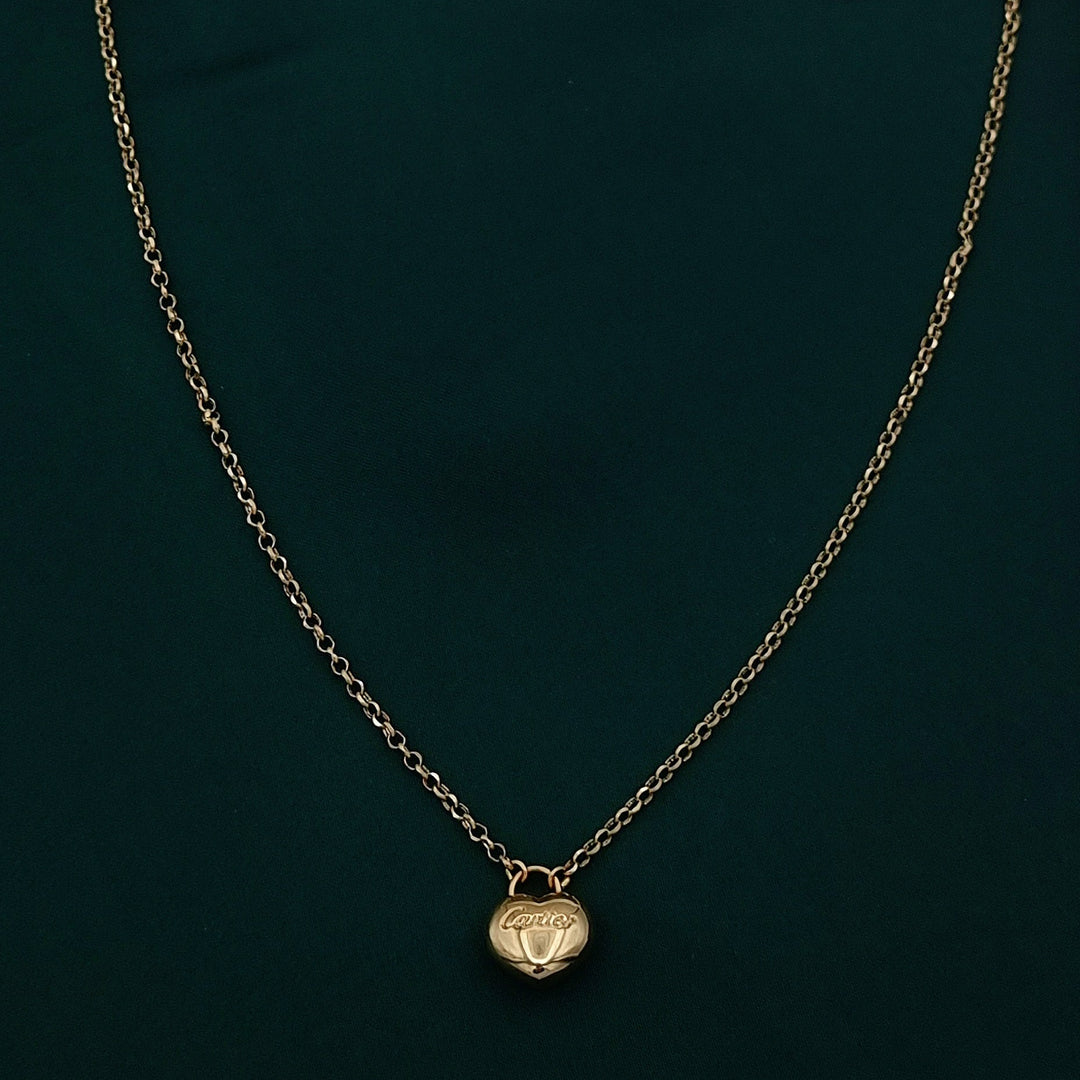 18K Real Gold C.R Heart Necklace