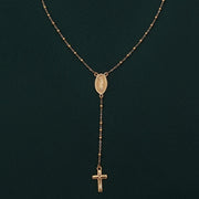 18K Real Gold Hanging Cross Mama Mary Necklace
