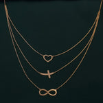 Load image into Gallery viewer, 18K Real Gold 3 Layer Heart Cross Infinity Necklace
