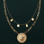 Load image into Gallery viewer, 18K Real Gold 2 Layer Round Elegant Necklace