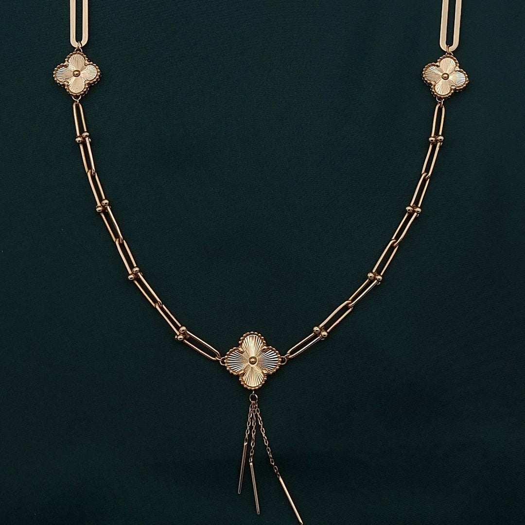 18K Real Gold Linked Flower Necklace