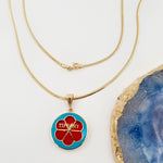 Load image into Gallery viewer, 18K Real Gold Blue &amp; Red T.F Necklace