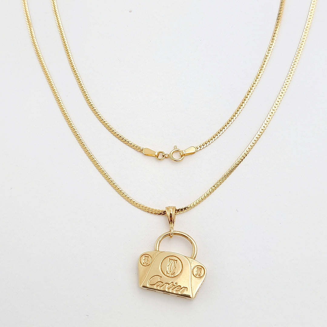 18K Real Gold C.R Bag Necklace