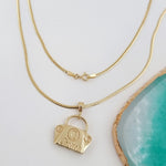 Load image into Gallery viewer, 18K Real Gold C.R Bag Necklace
