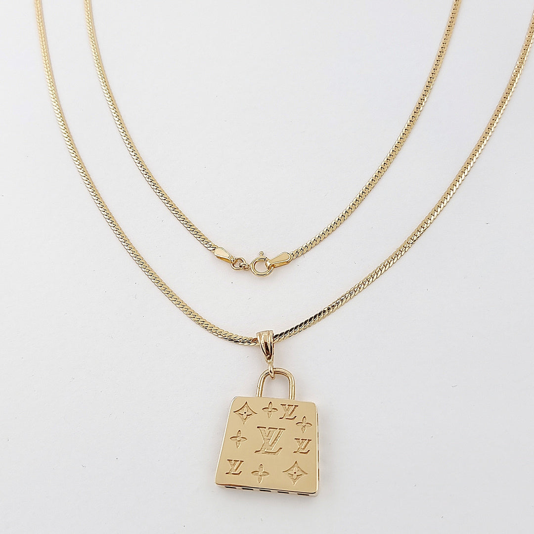 18K Real Gold L.V Bag Necklace