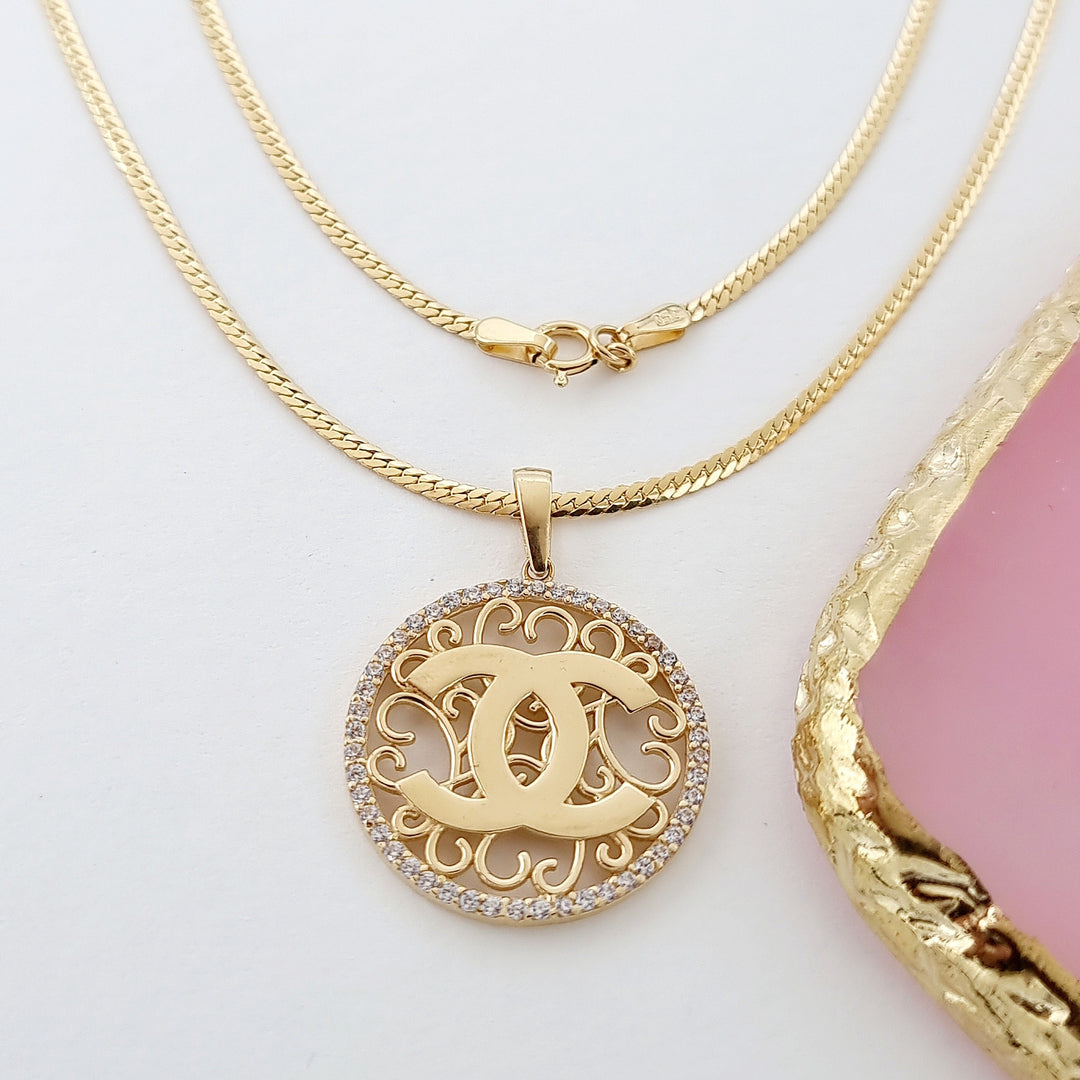 18K Real Gold C.H Round Necklace