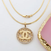 18K Real Gold C.H Round Necklace