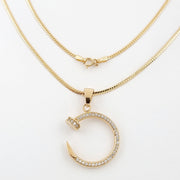 18K Real Gold Nail Stone Necklace
