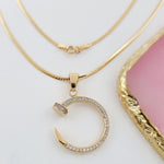 Load image into Gallery viewer, 18K Real Gold Nail Stone Necklace