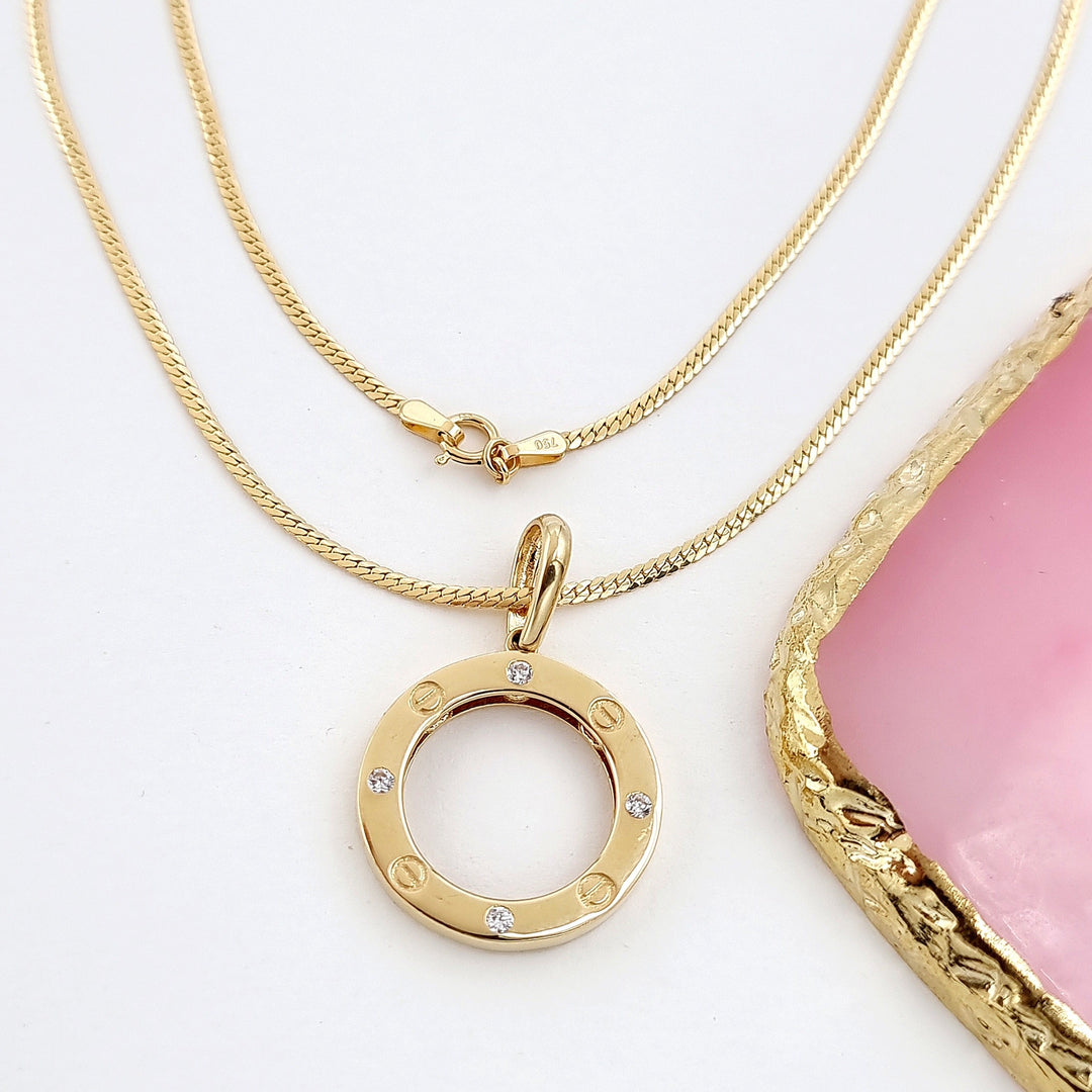 18K Real Gold Elegant Round Necklace