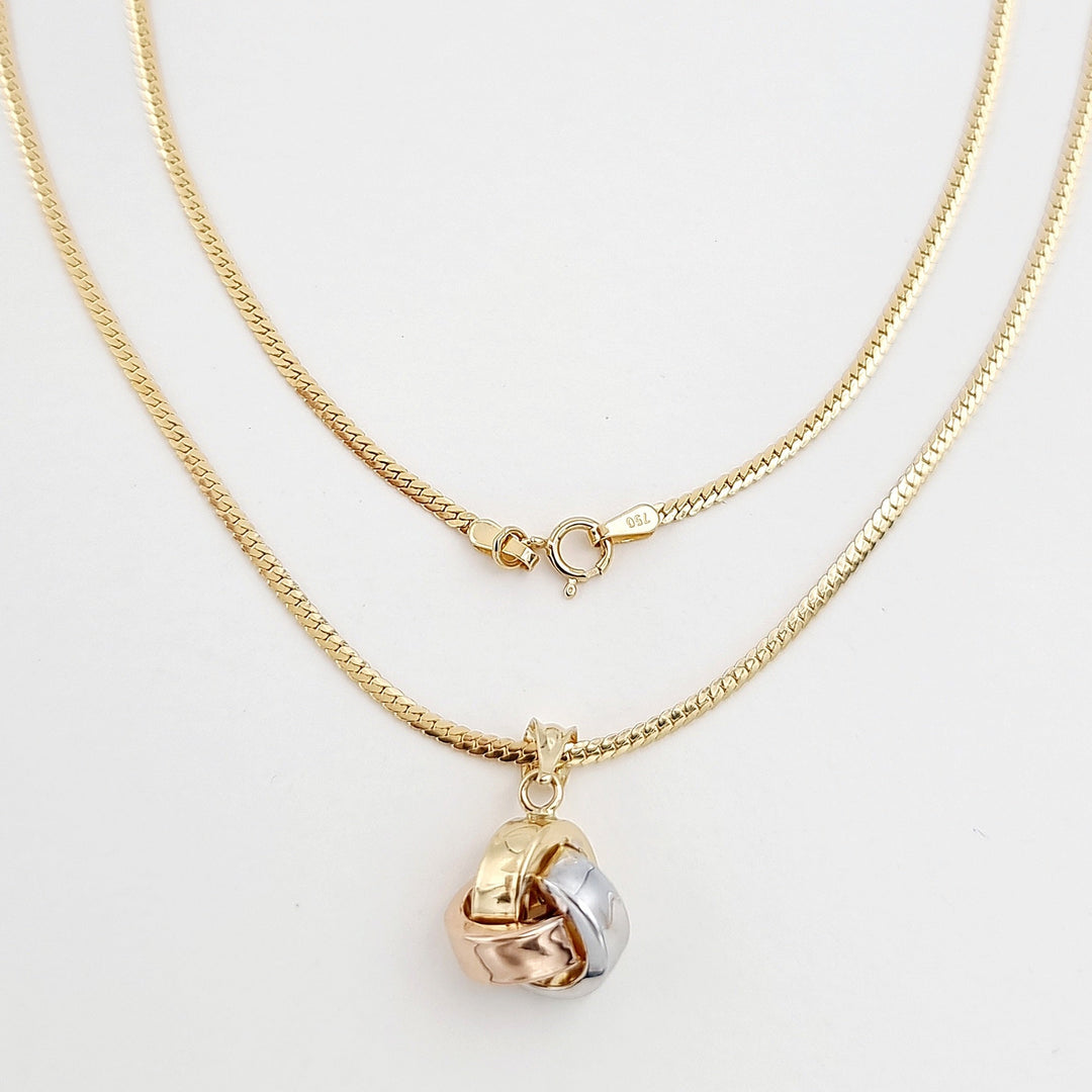 18K Real Gold 3 Color Knot Necklace