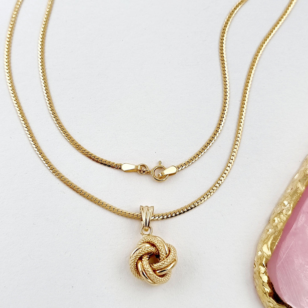 18K Real Gold Twisted Ball Necklace
