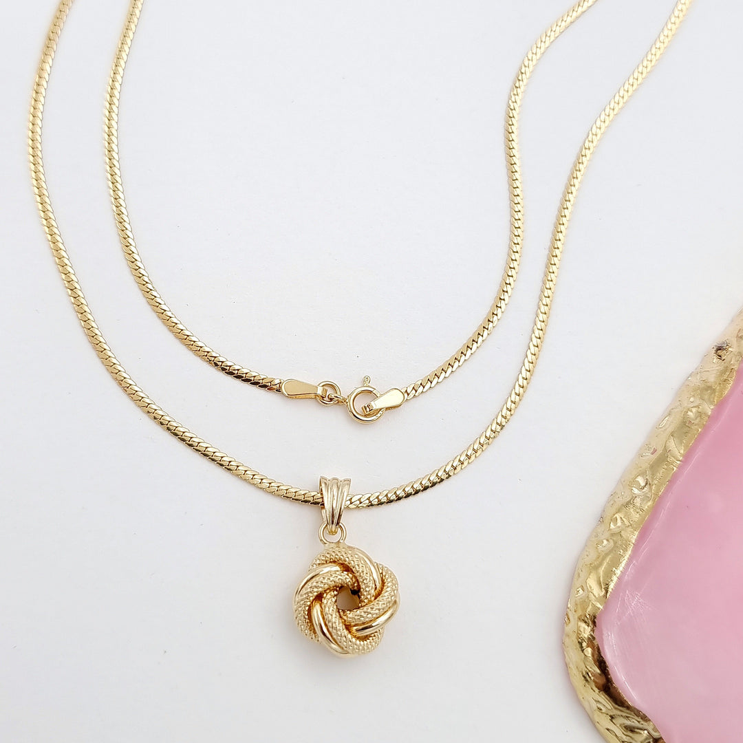 18K Real Gold Twisted Ball Necklace