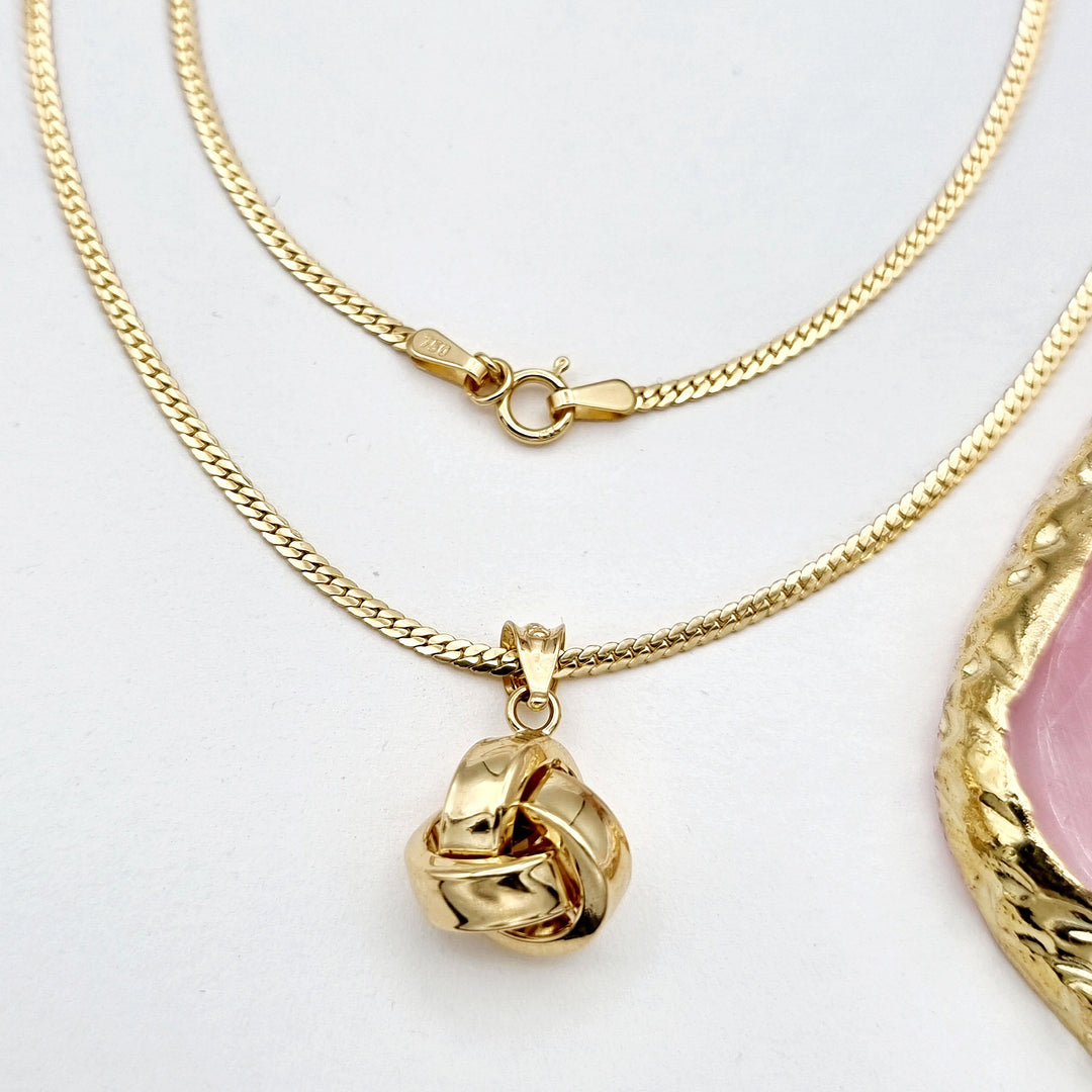 18K Real Gold Knot Necklace