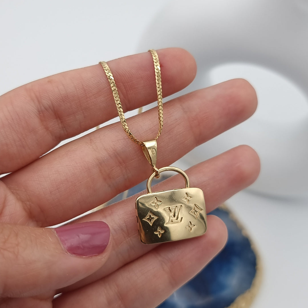 18K Real Gold C.R Bag Necklace