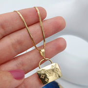 18K Real Gold C.R Bag Necklace