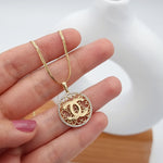 Load image into Gallery viewer, 18K Real Gold C.H Round Necklace