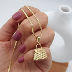Load image into Gallery viewer, 18K Real Gold C.R Bag Necklace