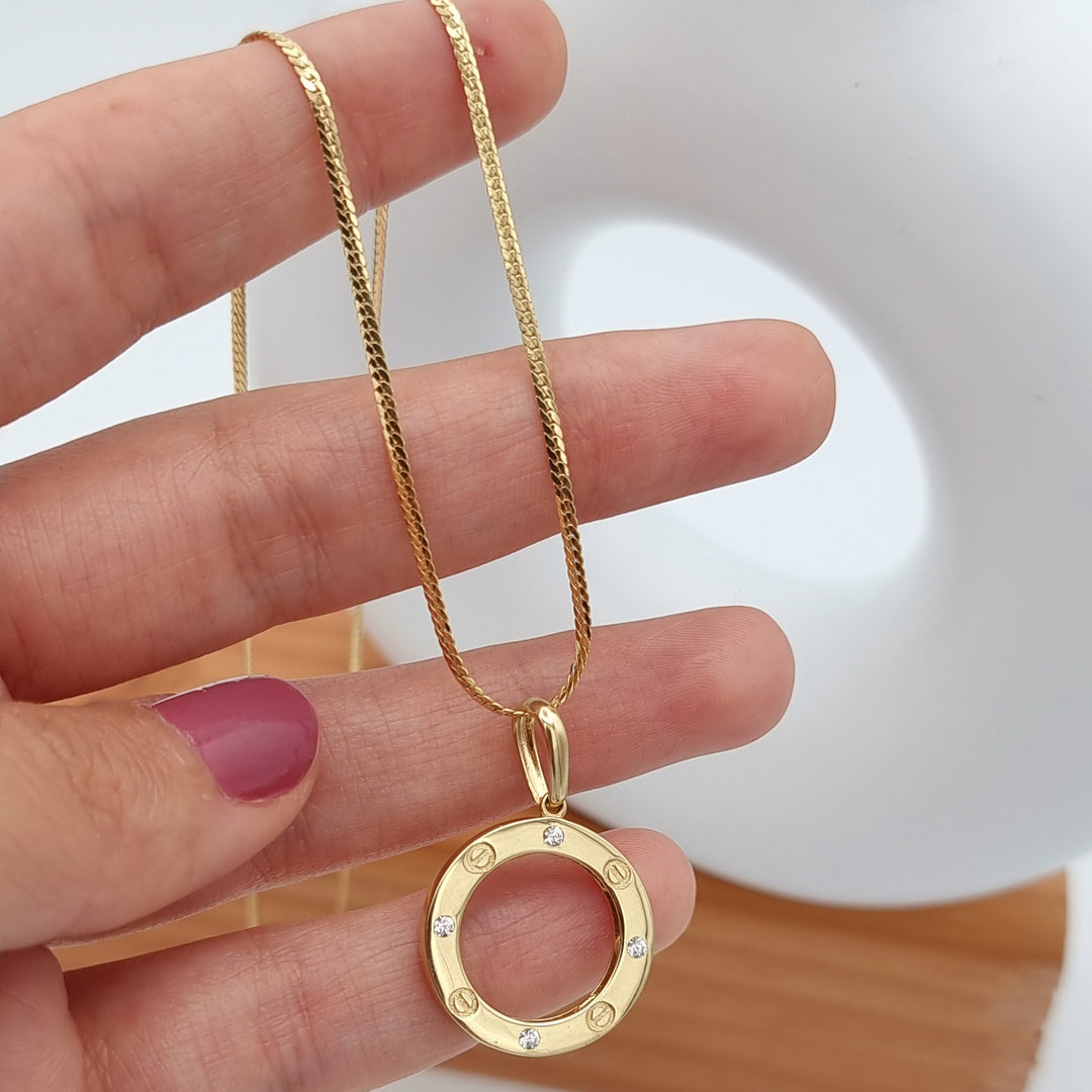 18K Real Gold Elegant Round Necklace