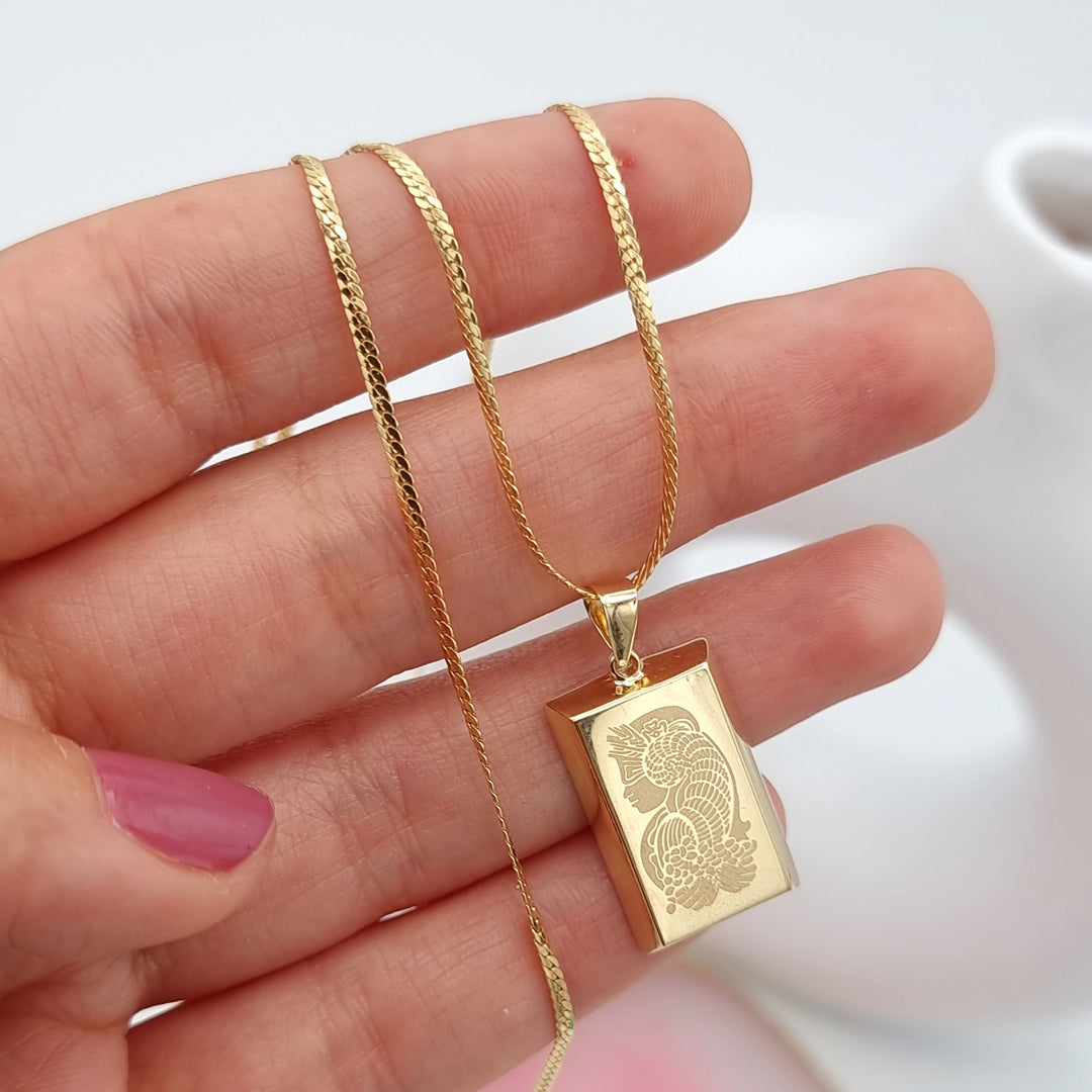 18K Real Gold Bar Necklace – Hamsa Gold - Main Image