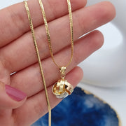 18K Real Gold 3 Color Knot Necklace