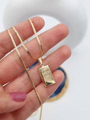 18K Real Gold Bar Necklace