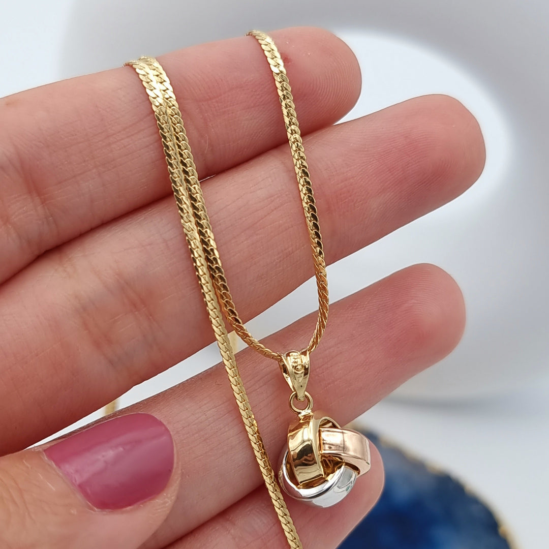 18K Real Gold 3 Color Knot Necklace