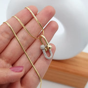 18K Real Gold 2 Color U-Link Necklace