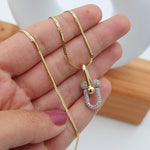 Load image into Gallery viewer, 18K Real Gold 2 Color U-Link Necklace