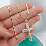 Load image into Gallery viewer, 18K Real Gold 2 Color Jesus Cross Necklace