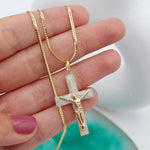 Load image into Gallery viewer, 18K Real Gold 2 Color Jesus Cross Necklace