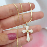 Load image into Gallery viewer, 18K Real Gold 2 Color Cross Necklace