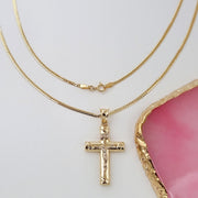18K Real Gold Jesus Cross Necklace