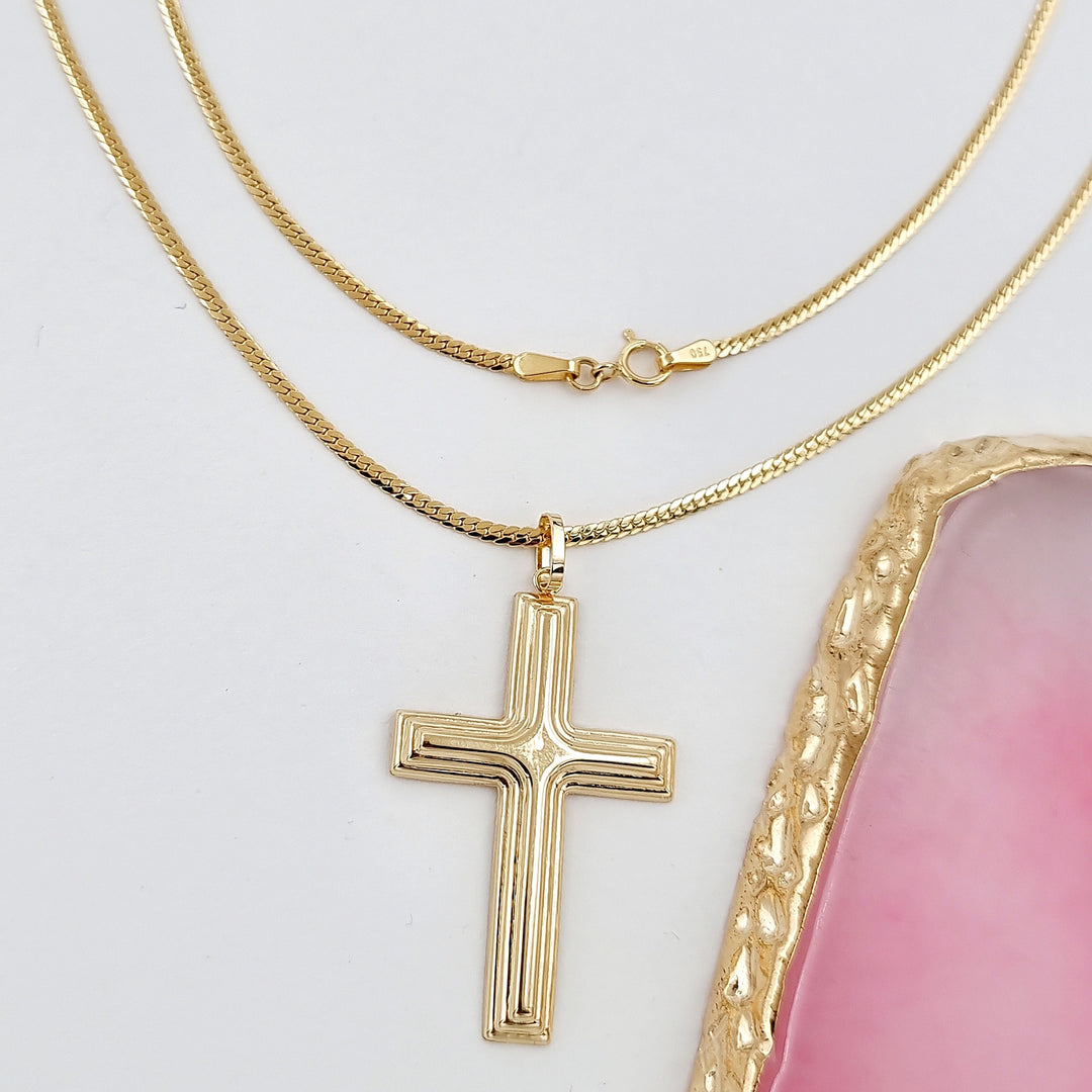 18K Real Gold Cross Necklace