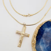 18K Real Gold Jesus Cross Necklace