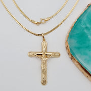 18K Real Gold Jesus Cross Necklace