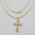 Load image into Gallery viewer, 18K Real Gold Stone Cross Necklace