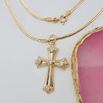 Load image into Gallery viewer, 18K Real Gold Stone Cross Necklace