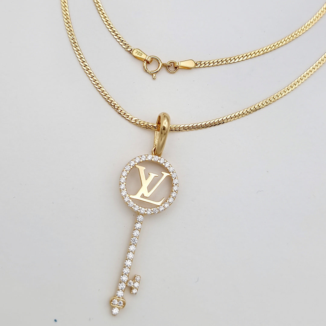 18K Real Gold L.V Key Necklace