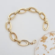 18K Real Gold Oval Linked Bracelet
