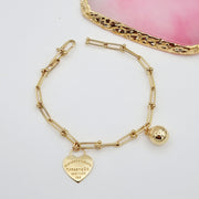 18K Real Gold U-Link Heart T.F Bracelet