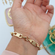 18K Real Gold Square Linked Bracelet