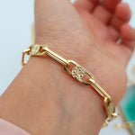 Load image into Gallery viewer, 18K Real Gold Square Linked Bracelet